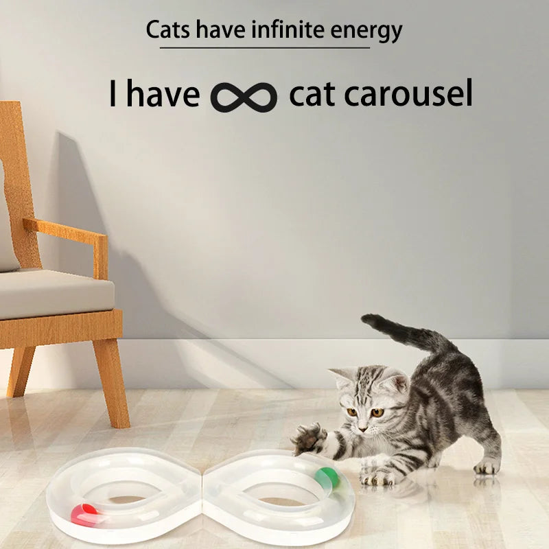 Cat Toy Self Entertaining Track Ball with Spinner Disk Interactive