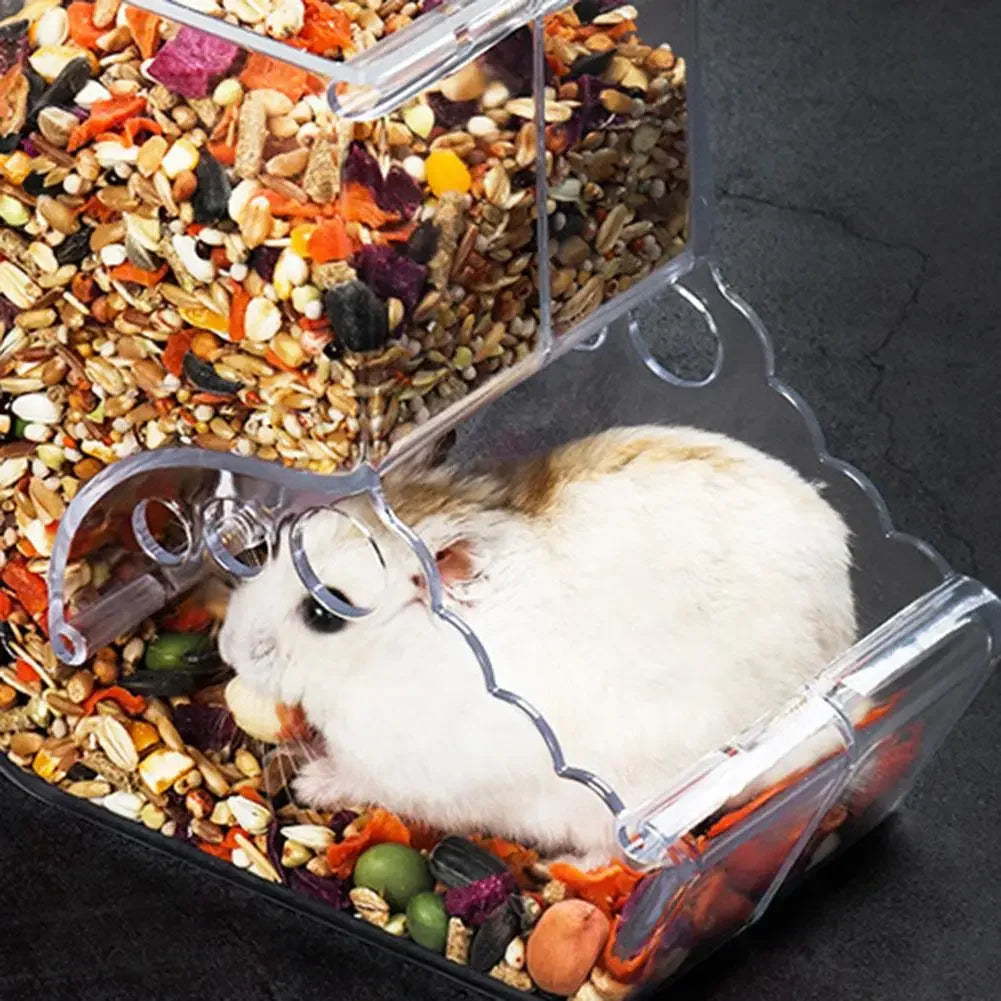Pet Hamster Rabbit Squirrel Food Dispenser Feeder Plastic Clear Automatic Pet Feeder for Hamster Guinea Pigs Food Bowl Container