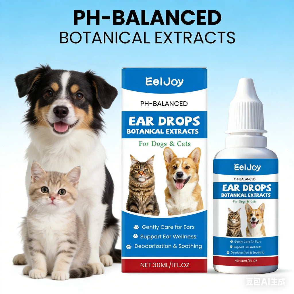 EelJoy Pet Ear Drops Dissolve Ear Wax Odor Remover Anti Itching Natural Non Irritating