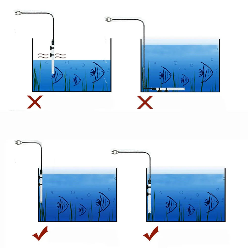 25-300W Automatic Temper Adjustment Aquarium Submersible Fish Tank Water Heater Electric Water Heater Boiler Water Heating Rod