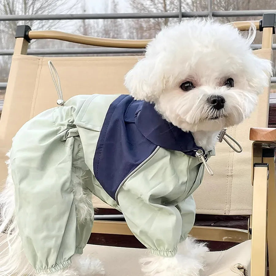 Pet Waterproof Raincoat Four-legged Work Jacket Patchwork Windproof Cat Dog Coats Jackets