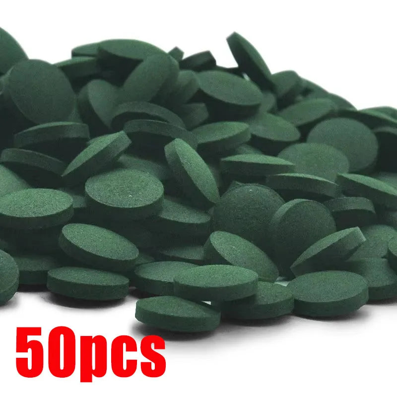 50-500pcs High Purity Spirulina Tablets Spiral Seaweed Enrichment Favorite Pets Food Fish Crystal Red Shrimp Fish Food Aquarium