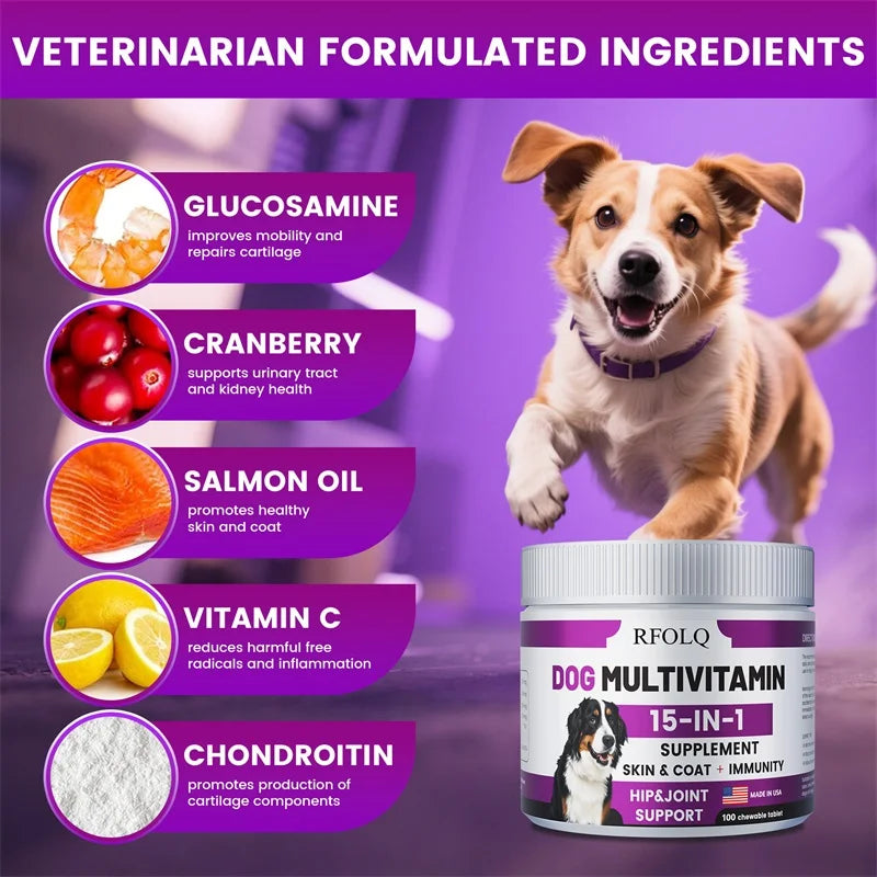 Dog Multivitamin - Promotes Healthy Skin and Coat, Supports Joint Health