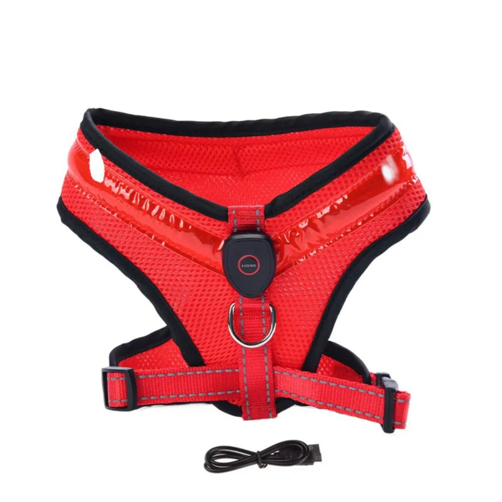 Pet Dog Supplies Luminous Pet LED Harness Rechargeable Breathable