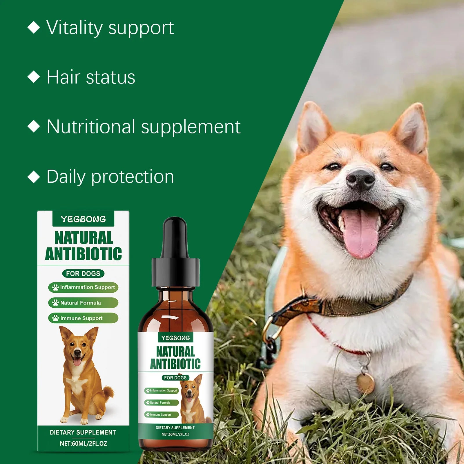 60ml Immune-Boosting Multivitamin Supplement for Dogs, Gentle Formula to Relieve Skin Discomfort