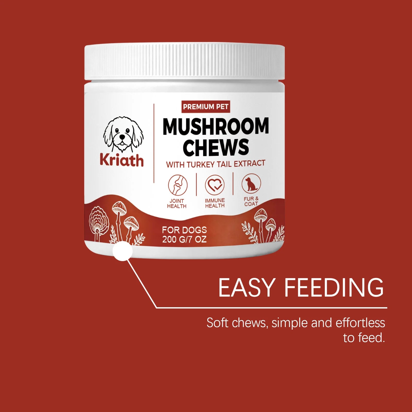 Kriath Beef Flavor Dog Nutrition Chews Improve Pet Vitality Balance Intestinal Flora Skin Coat Wellness