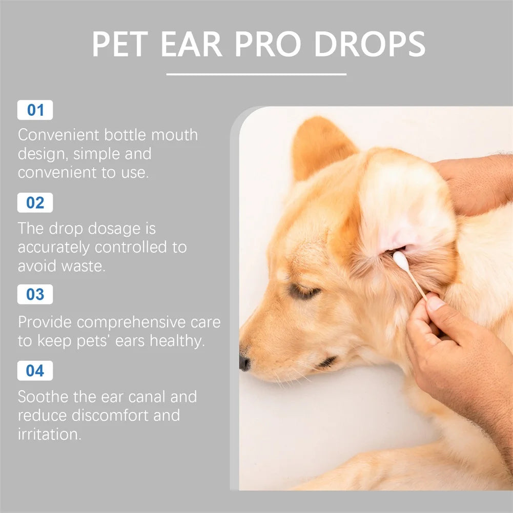 Pet Ear Pro Drops For Cats Dogs Removes Wax Dirt & Soothes Irritation