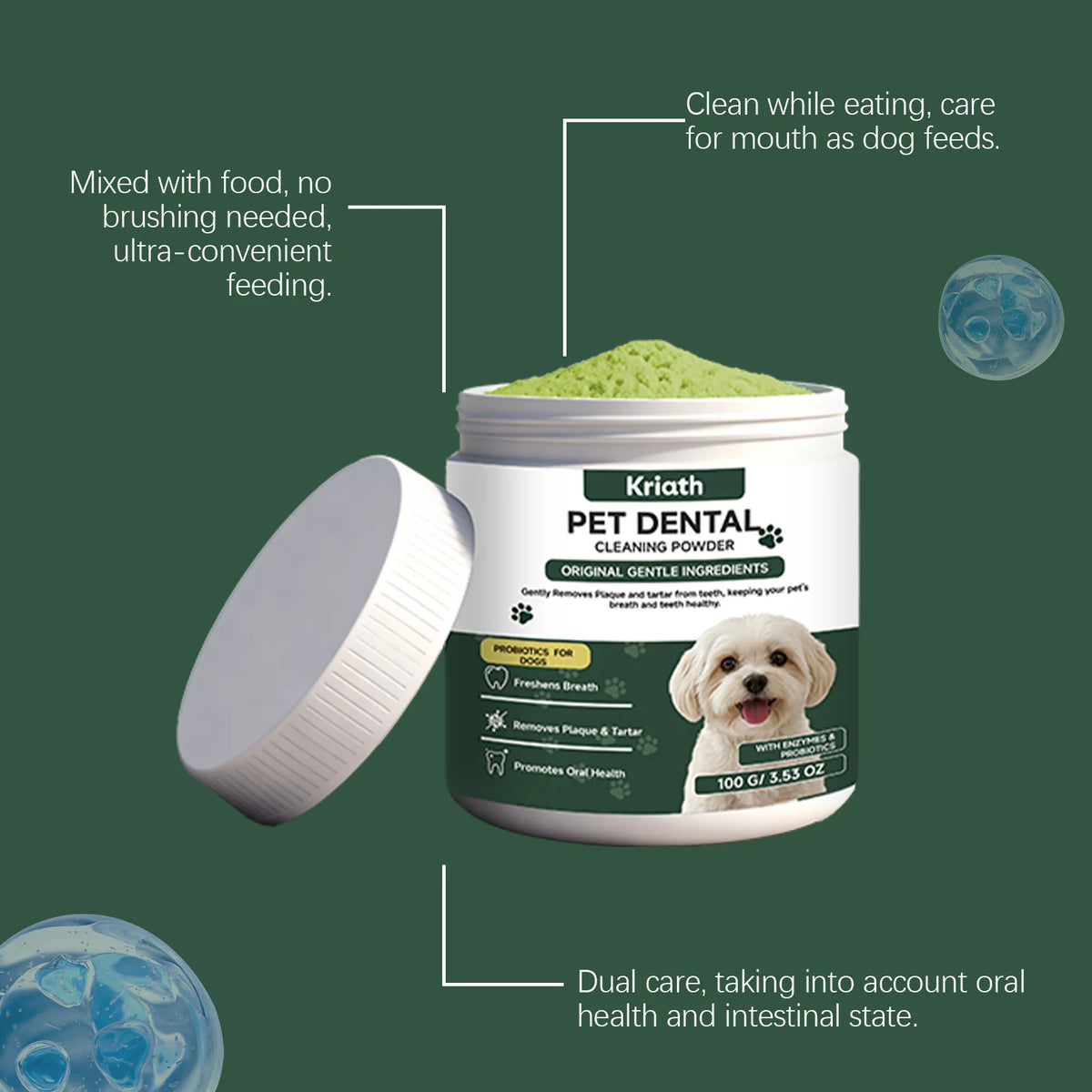 Dog Dental Care Powder Cat Breath Freshener Plaque Tartar Control Pet Oral Hygiene