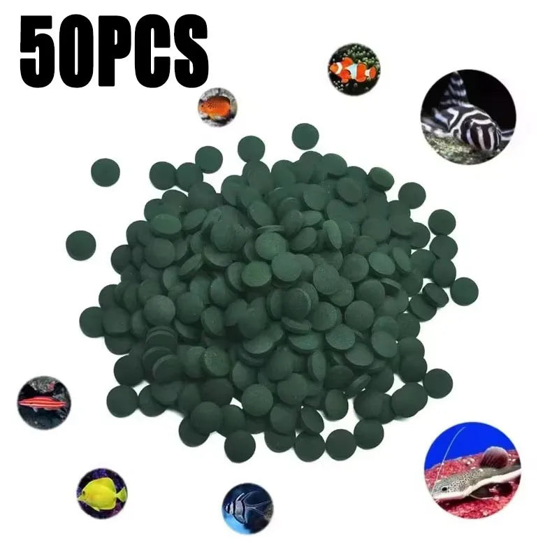 50/100/200/300Pcs High Purity Spirulina Tablets Spiral Seaweed Pet Food Fish Food Red Shrimp Fish Food