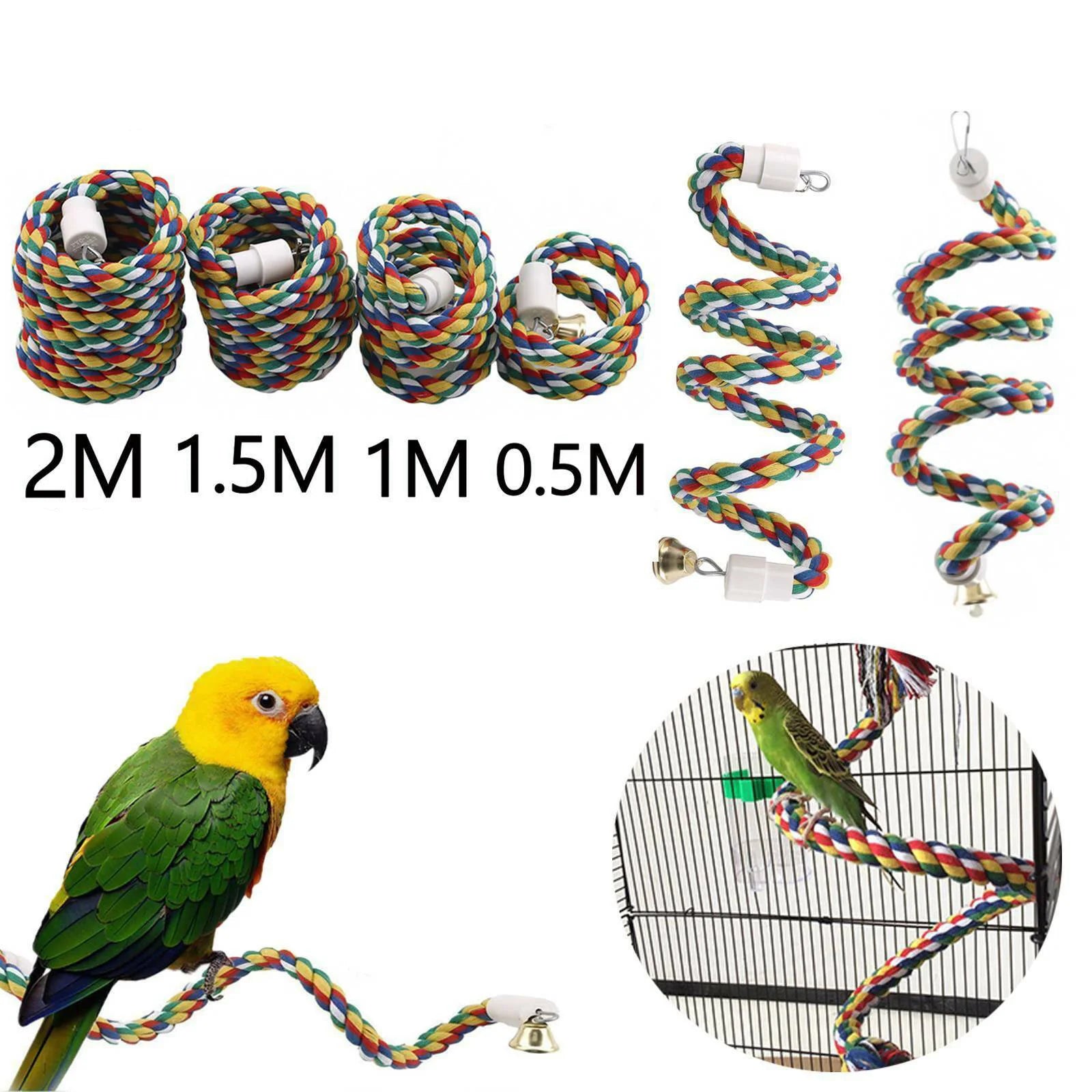 Parrot Rope Hanging Braided Budgie Chew Rope Bird Cage