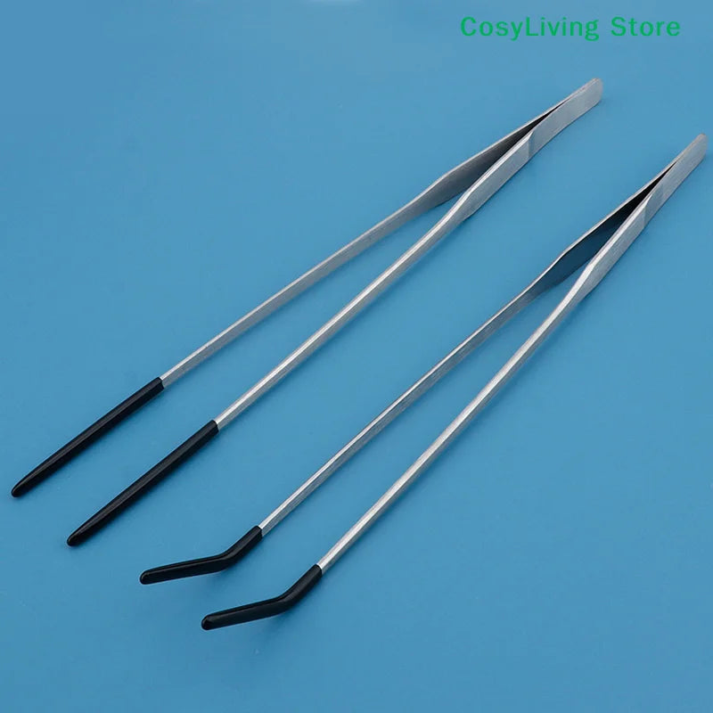 Reptile Feeding Tongs With Rubber Tip Stainless Steel Aquarium Tweezers Fish Tank Cleaning Tools Snakes Enclosure Accessories