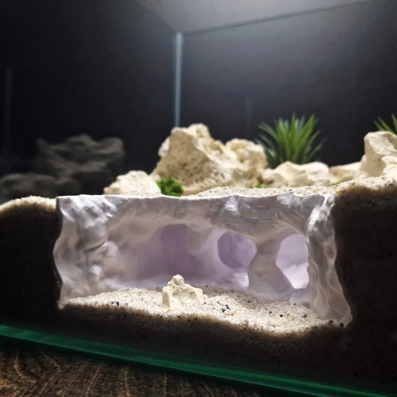 3D Printed Forked Cave Aquarium Reptile Tank Decor Fish Shrimp Lizard Gecko Hiding Shelter Pet Habitat Ornament