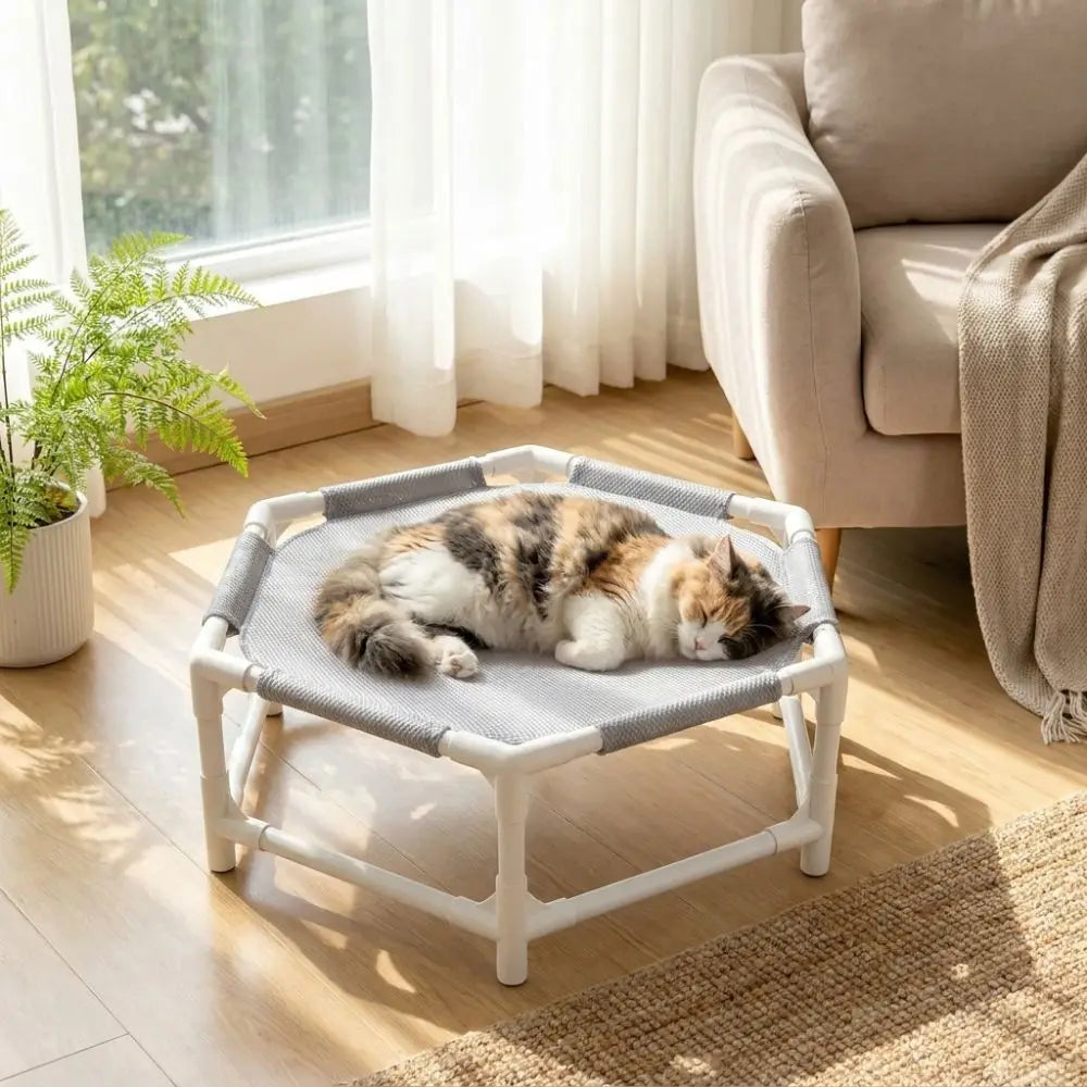 Lightweight Folding Cat Elevated Bed Portable Removable Cat Hammock