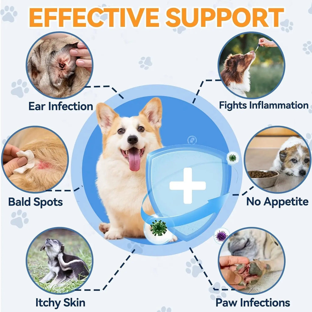 60ml Natural Yeast Relief Supplements for Dogs Itch Relief Dog Ear Discomfort