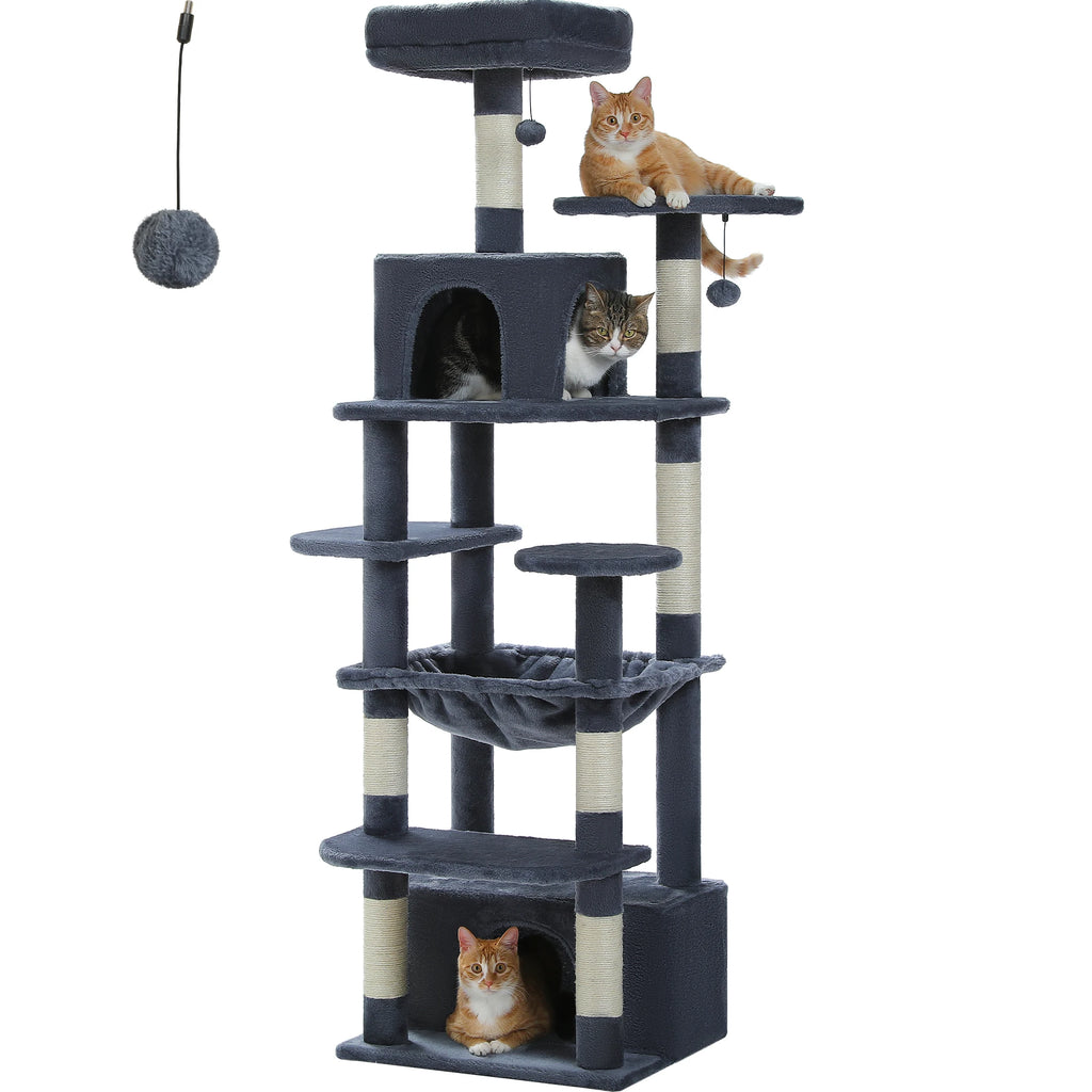Large Cat Tree and Tower for Indoor Cats With Sisal-Covered Scratching Posts
