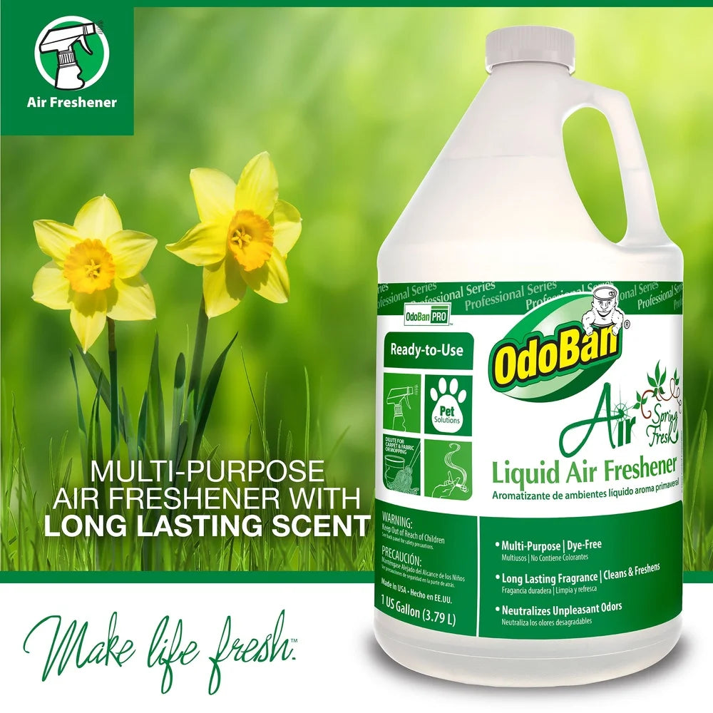 Spring Fresh Liquid Air Freshener 1 Gallon Odor Neutralizer Deodorizer Carpets Upholstery Hard Floors Pet Smoke Mustiness