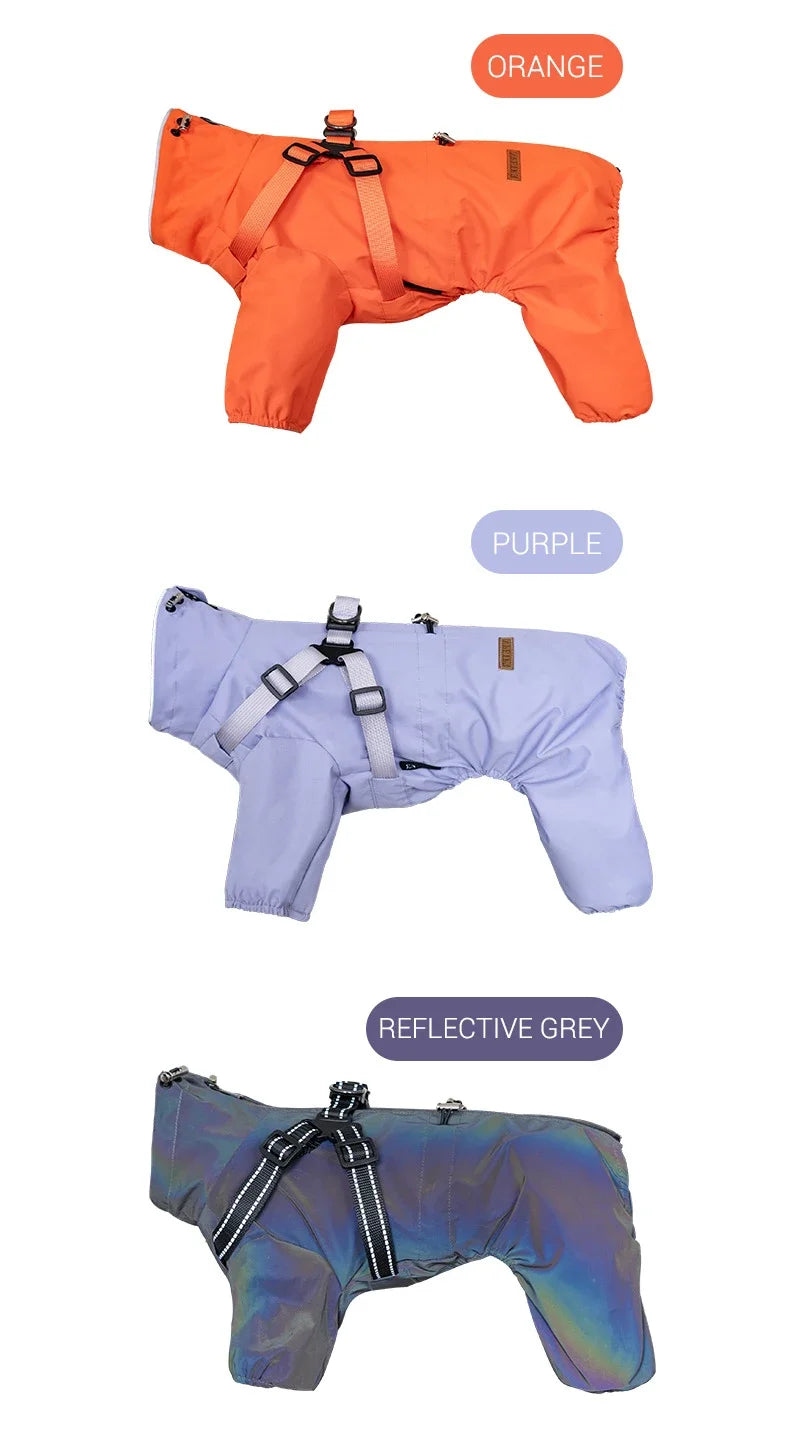Dog Raincoat with Harness Waterproof Pet Rain Jacket for Small Dogs