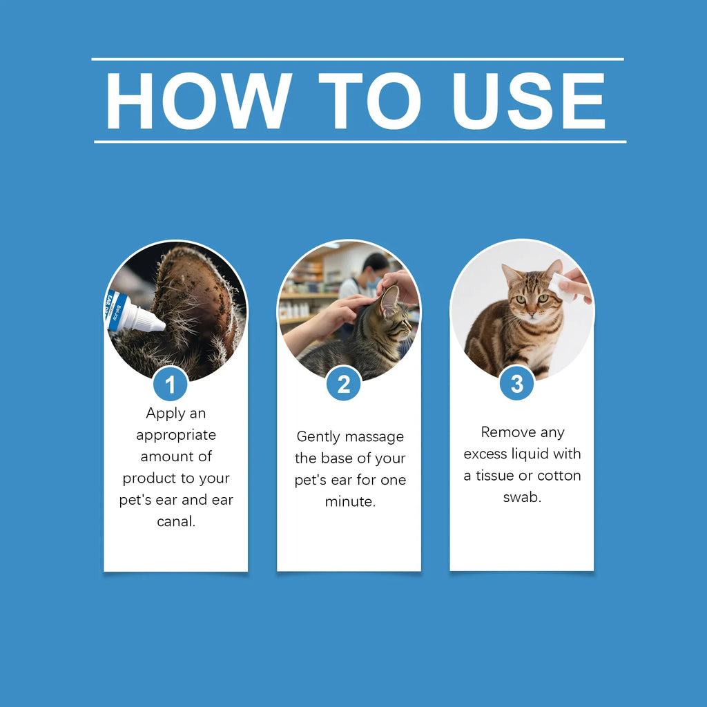 EelJoy Pet Ear Drops Dissolve Ear Wax Odor Remover Anti Itching Natural Non Irritating