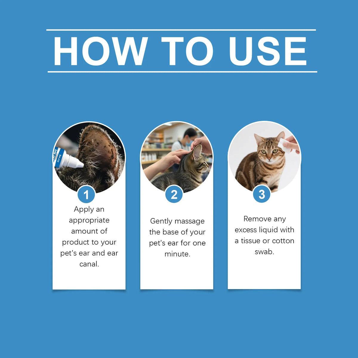 EelJoy Pet Ear Drops Dissolve Ear Wax Odor Remover Anti Itching Natural Non Irritating