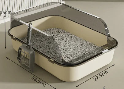 Semi-Enclosed Cat Litter Box Splashproof Kitten Toilet Tray