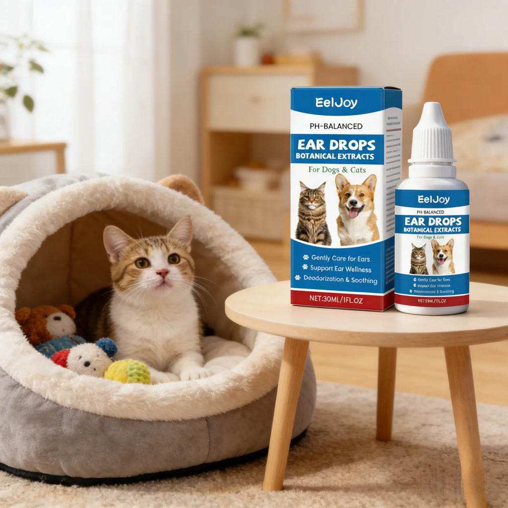 EelJoy Pet Ear Drops Dissolve Ear Wax Odor Remover Anti Itching Natural Non Irritating