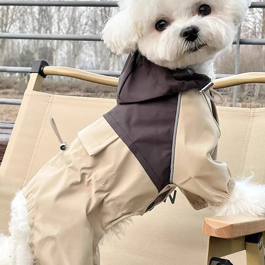 Pet Waterproof Raincoat Four-legged Work Jacket Patchwork Windproof Cat Dog Coats Jackets