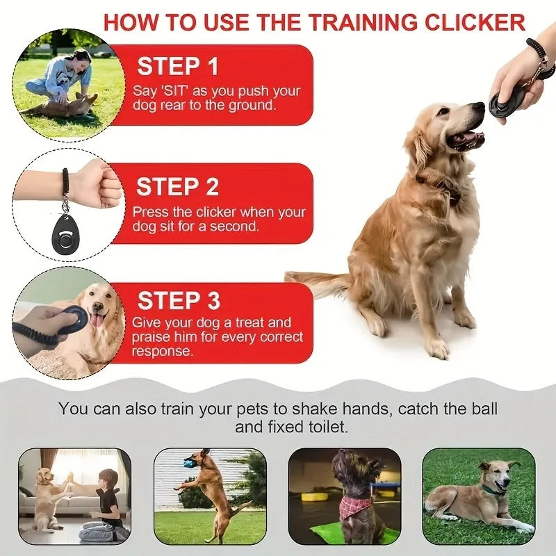 [Dog Training Clicker+Treat Pouch Set]Effective Pet Training Supplies Kit,