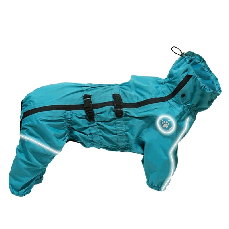 Waterproof Pet Dog Jacket Reflective Rain Dog Coat Red Dog Jumpsuits