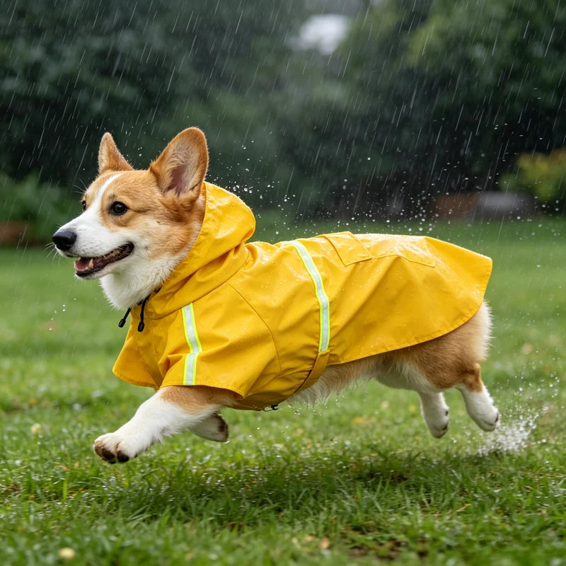 Large Dog Raincoat Corgi Cloak Style Puppy Waterproof Dog Clothes Reflective