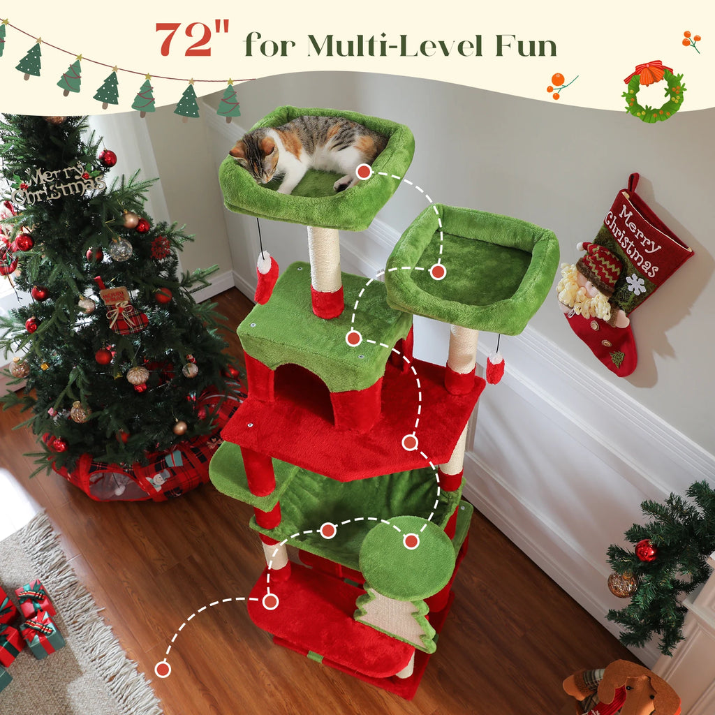 Large Cat Tree and Tower for Indoor Cats With Sisal-Covered Scratching Posts