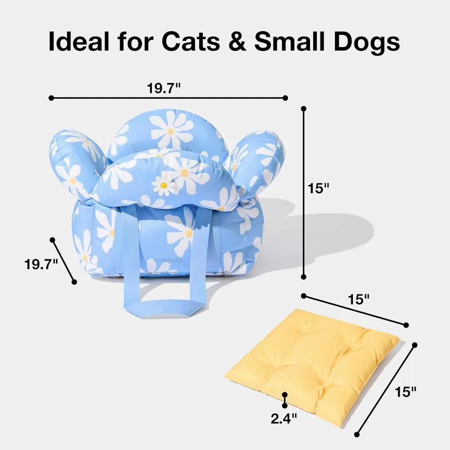 Portable and Washable Pet Car Seat for Small Dogs and Cats Compact Travel Carrier Bed with Safety ClipOn Leash for Secure and C