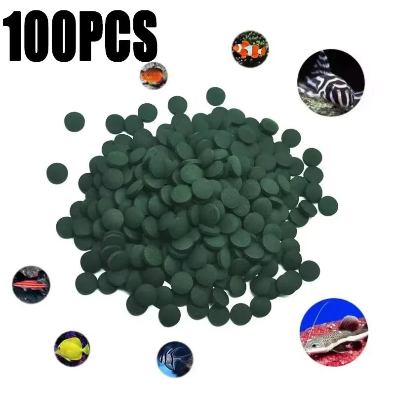 50/100/200/300Pcs High Purity Spirulina Tablets Spiral Seaweed Pet Food Fish Food Red Shrimp Fish Food