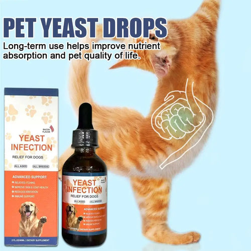 60ml Pet Yeast Drops for Dogs & Cats Gut Health Immune System & Digestion Enhance Skin And Hair Health