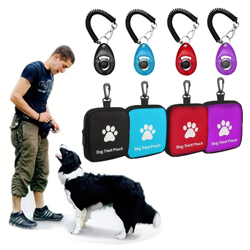 [Dog Training Clicker+Treat Pouch Set]Effective Pet Training Supplies Kit,