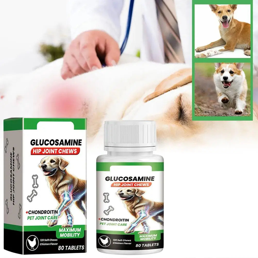 80 Tablets Pet Joint Care Soft Chews Supplement Glucosamine Pet Joint