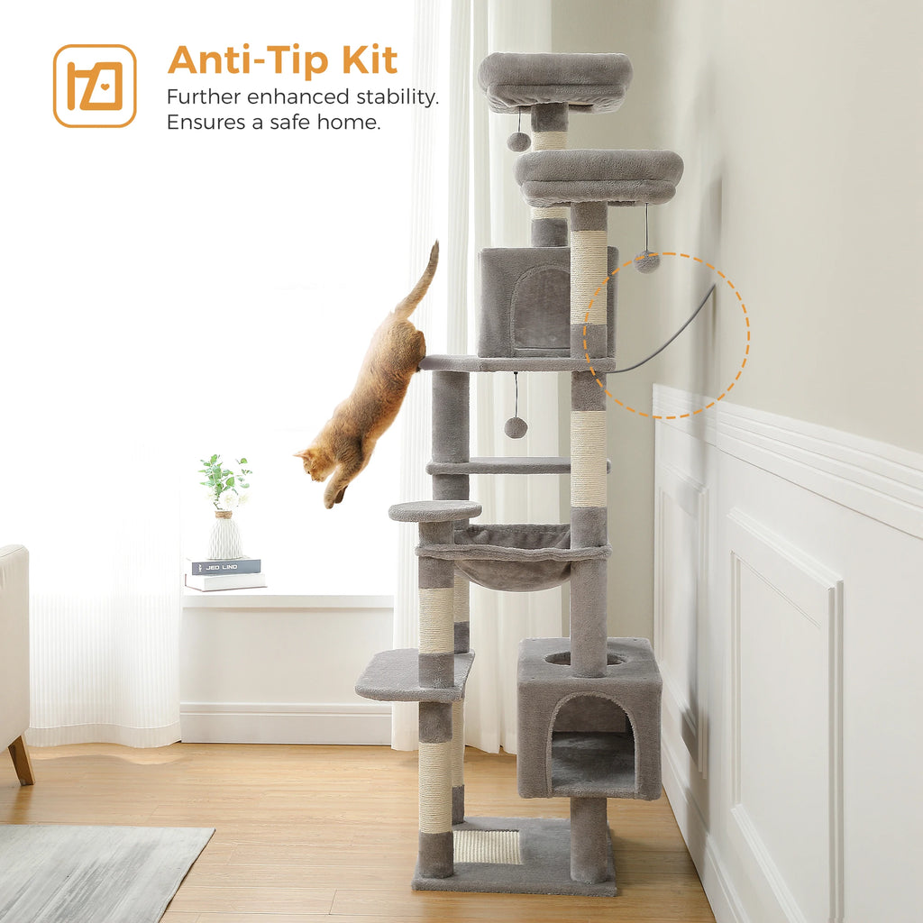 Large Cat Tree and Tower for Indoor Cats With Sisal-Covered Scratching Posts