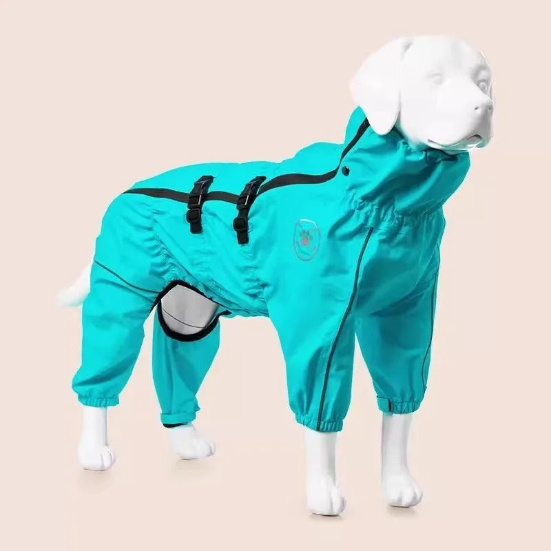Waterproof Pet Dog Jacket Reflective Rain Dog Coat Red Dog Jumpsuits