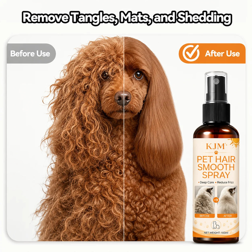 KJM 10 In 1 Pet Detangling Spray Leave-In Mist Dog Cat Plant Oil Aloe Vit