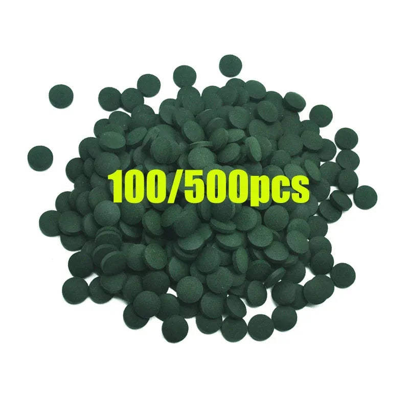 50-500pcs High Purity Spirulina Tablets Spiral Seaweed Enrichment Favorite Pets Food Fish Crystal Red Shrimp Fish Food Aquarium