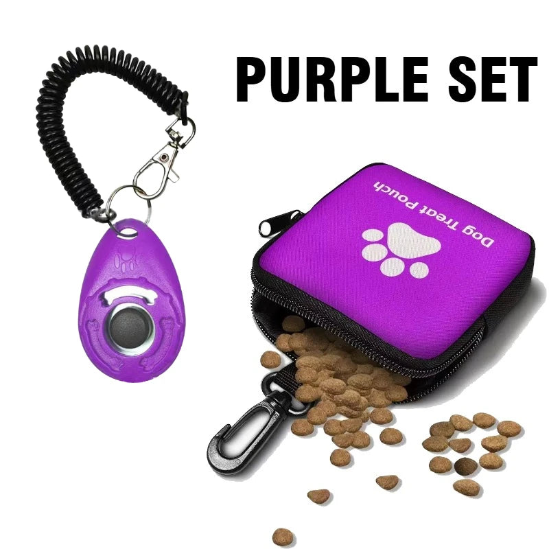 [Dog Training Clicker+Treat Pouch Set]Effective Pet Training Supplies Kit,