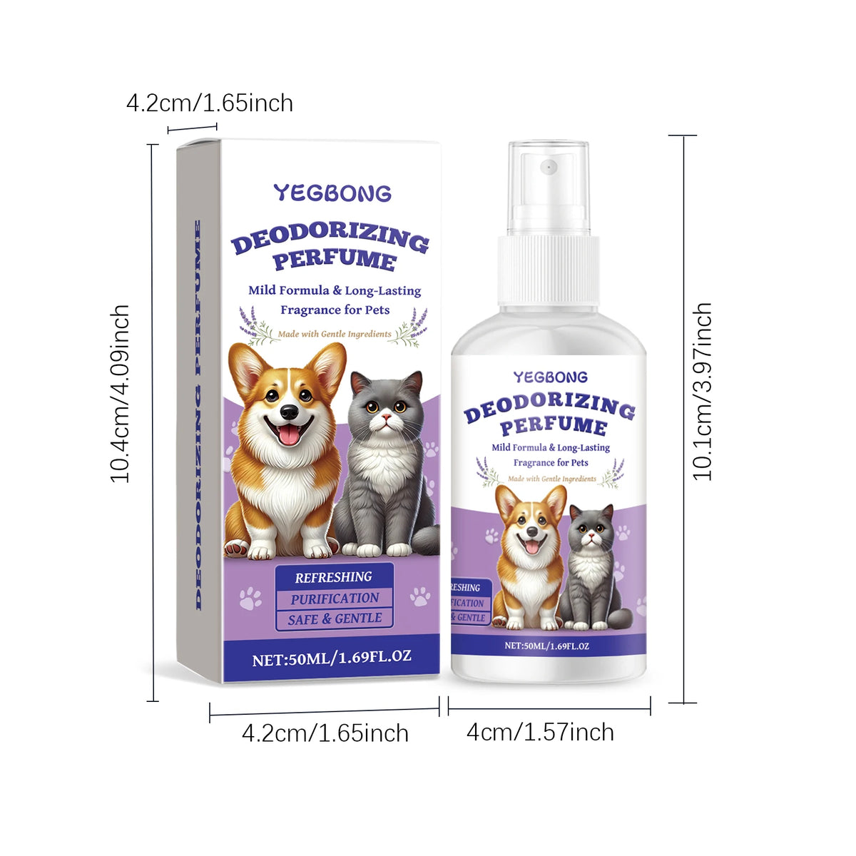 50ML Pet Deodorize Spray Gentle Formula Cleaning Dirts Refreshing Eliminate Bad Odors