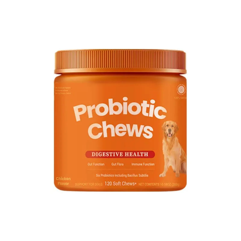 Dog Probiotic Chews  Digestive Health Support Chicken Flavor 120 Count Soft Chews