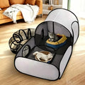 Foldable Cat Tent with Tunnel, Breathable Polyester Cat Cage Indoor Outdoor