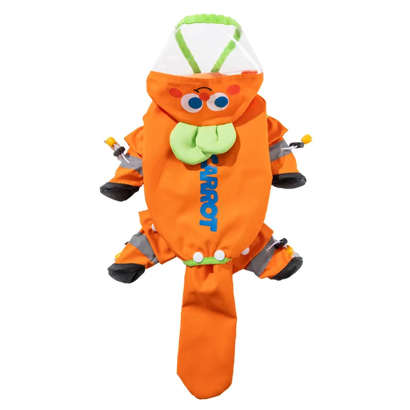 Orange Carrot Dog Raincoat Four Legged Waterproof All Inclusive Clothing Summer Rainy Day